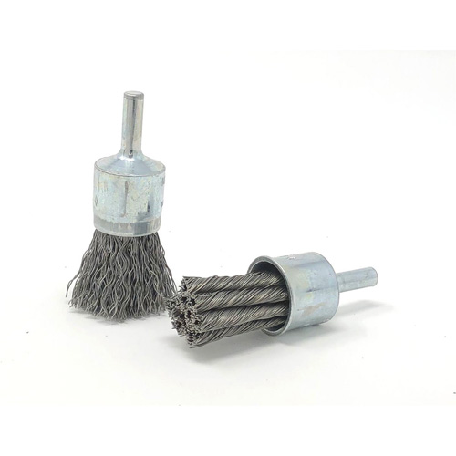 Crimped Wire End Brush, 3/4" Dia., 0.014" Wire Dia., 1/4" Shank Mukwa Safety Services