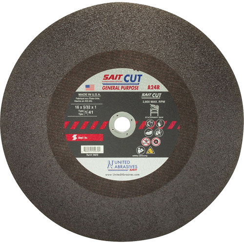 Scie &agrave; tronçonner C24R, 14" x 1/8", Arbre de 1", Type 1, Oxyde d'aluminium, 4400 Tr/min Mukwa Safety Services