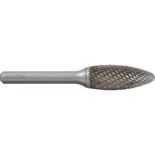Fraise au carbure en forme de flamme ALLSTEEL, SH-5, 1/2" dia., 1/4" Tige, 1-1/4" Prof. de la coupe Mukwa Safety Services