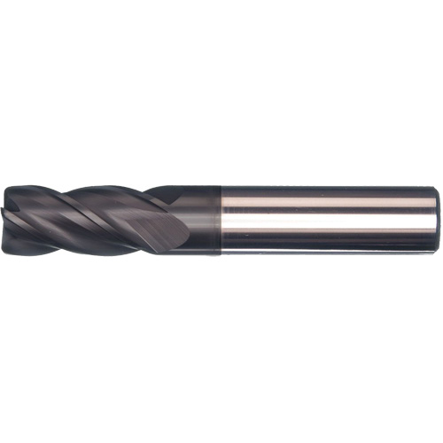 Unequal Helix End Mill, 1/2" Dia., 3" L, 4 Flutes, 1/2" Shank, Carbide Mukwa Safety Services