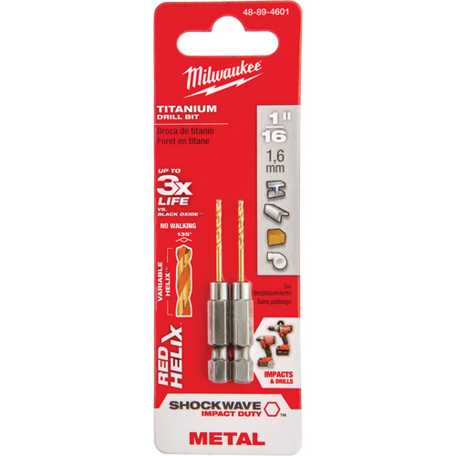 Shockwave Drill Bit, 1/16", Titanium, 5/8" Flute, 135° Point Mukwa Safety Services