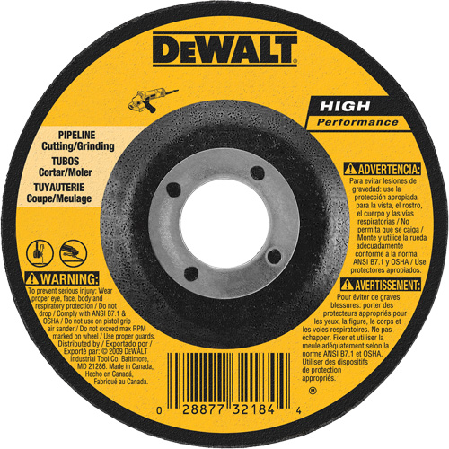 High Performance Pipeline Wheel, 5" x 1/8", 7/8" Arbor, Aluminum Oxide, Type 27 Mukwa Safety Services