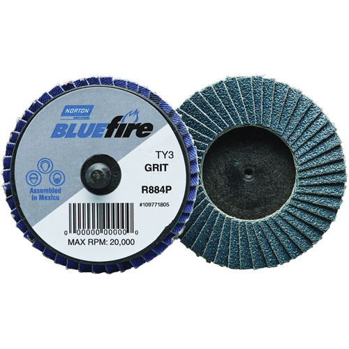 Mini-disque &agrave; lamelles R884P BlueFire, 3" x Type 27, Grain P40, Alumine de zirconium Mukwa Safety Services