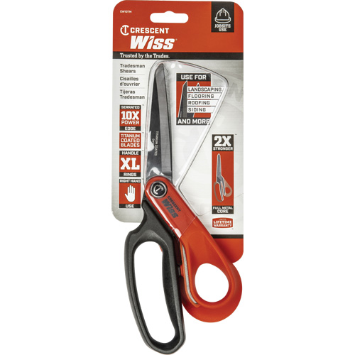 Heavy-Duty Titanium Coated Tradesman Shears, 10", Rings Handle Mukwa Safety Services