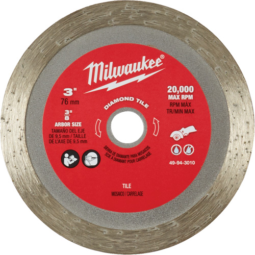 Lame pour coupe de carreaux, 3" x Arbre de 3/8", Losange, 20 000 Tr/min Mukwa Safety Services
