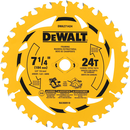 Lame de scie circulaire, 7-1/4", 24 dents, Pour Bois Mukwa Safety Services