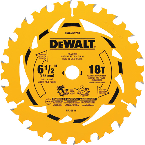 Lame de scie circulaire &agrave; charpente, 6-1/2", 18 dents, Pour Bois Mukwa Safety Services