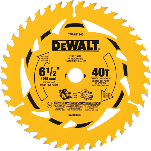 Lame de scie circulaire &agrave; charpente, 6-1/2", 40 dents, Pour Bois Mukwa Safety Services