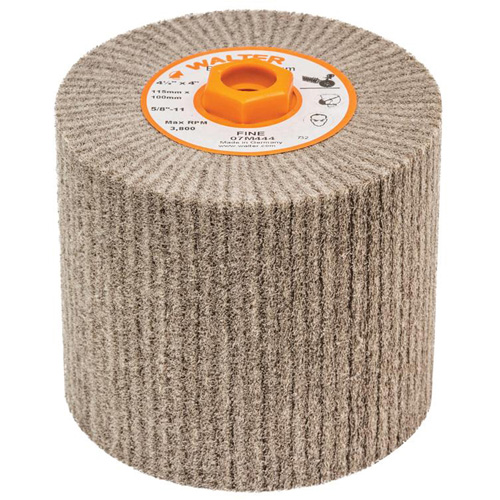 Tambour de conditionnement de surface Blendex, 4-1/2" dia. x 4" la, 5/8"-11 Arbre, Grain Fin Mukwa Safety Services