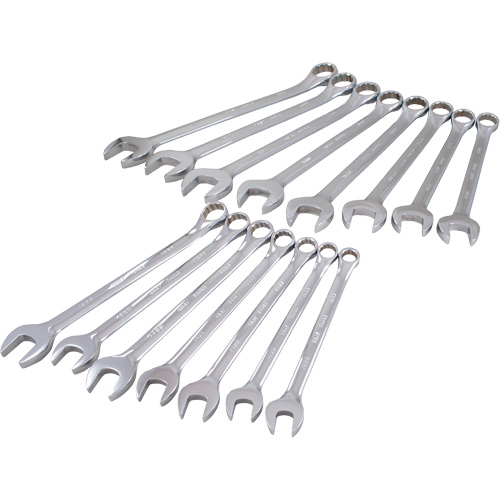 Mirror Chrome Wrench Set, Combination, 15 Pieces, Metric Mukwa Safety Services