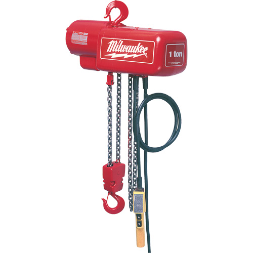 Palan &eacute;lectrique &agrave; chaîne, Lev&eacute;e 10', Capacit&eacute; 2000 lb (1 tonne), 16 pi/min Mukwa Safety Services