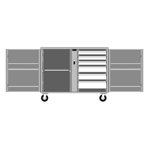 Rolling Work Bench, 49-7/8" W x 40-5/8" H x 26-7/8" D, 24.6 Cubic Feet Capacity Mukwa Safety Services
