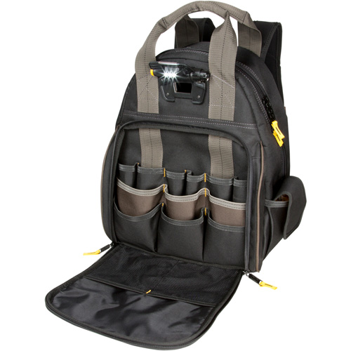 Sacs &agrave; dos pour outils Techgear &agrave; 53 pochettes, 16" lo x 13-1/4" la, Noir, Polyester Mukwa Safety Services