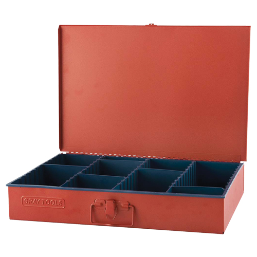 Coffre avec 12 compartiments ajustables, 12" P x 18" la x 3" h, Rouge Mukwa Safety Services
