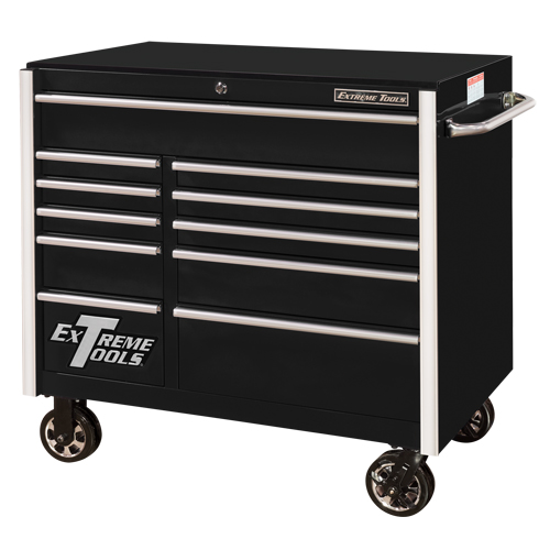 Armoire roulante pour outils s&eacute;rie RX, 11 tiroirs, 41-1/2" la x 25-1/2" p x 40-1/2" h, Noir Mukwa Safety Services