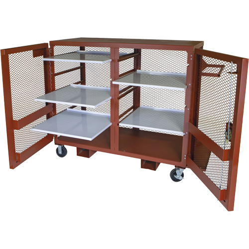 Mobile Mesh Cabinet, Steel, 49 Cubic Feet, Red Mukwa Safety Services