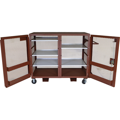 Mobile Mesh Cabinet, Steel, 49 Cubic Feet, Red Mukwa Safety Services