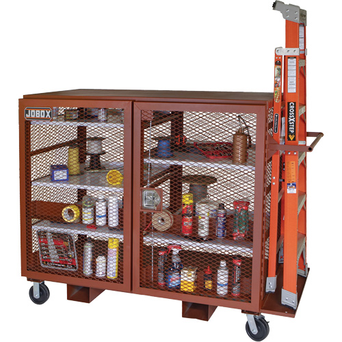 Mobile Mesh Cabinet, Steel, 49 Cubic Feet, Red Mukwa Safety Services