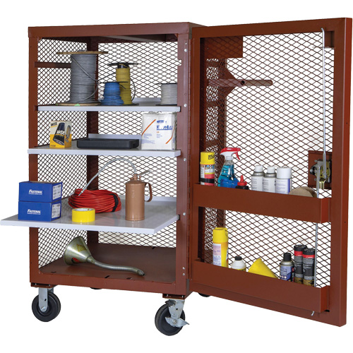 Mobile Mesh Cabinet, Steel, 22 Cubic Feet, Red Mukwa Safety Services