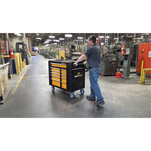 Powered Tool Cart, 11 Drawers, 42-1/2" W x 24-7/16" D x 41" H, Black/Orange Mukwa Safety Services