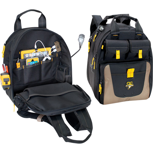E-Charge Back Pack, 15" L x 10-1/2" W, Black, Polyester Mukwa Safety Services