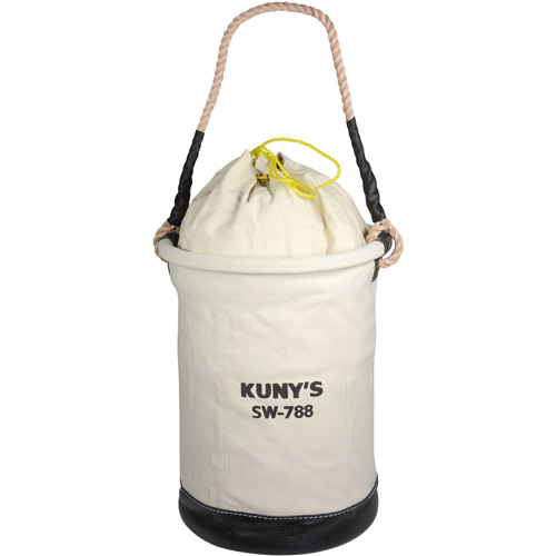Parachute Top Tool Bucket, 11-1/2" L x 11-1/2" W x 16" H, Canvas, Beige Mukwa Safety Services