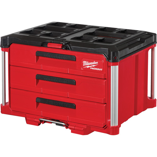 Boîte &agrave; outils avec 3 tiroirs Packout, 16-1/3" x 14-1/3" x 22-1/5", Noir/Rouge Mukwa Safety Services