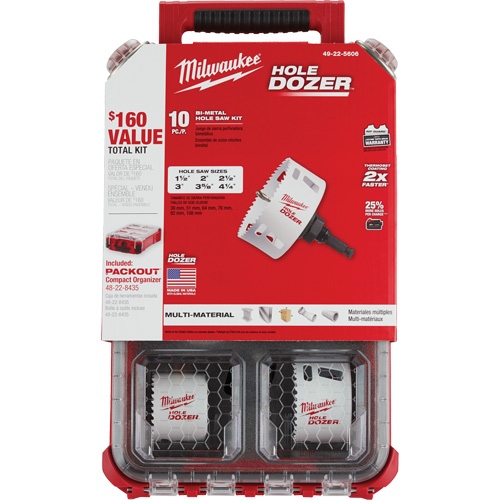 Packout Hole Dozer Hole Saw Kit, 10 Pieces Mukwa Safety Services