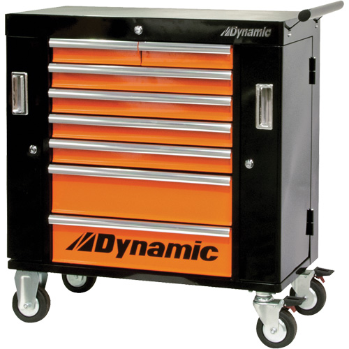 Armoire roulante, 8 tiroirs, 36" la x 18" p x 39-1/4" h, Noir/Orange Mukwa Safety Services