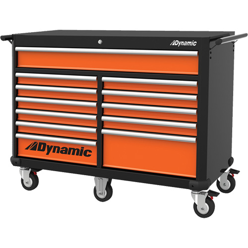 Armoire roulante, 12 tiroirs, 53" la x 24" p x 41" h, Noir/Orange Mukwa Safety Services