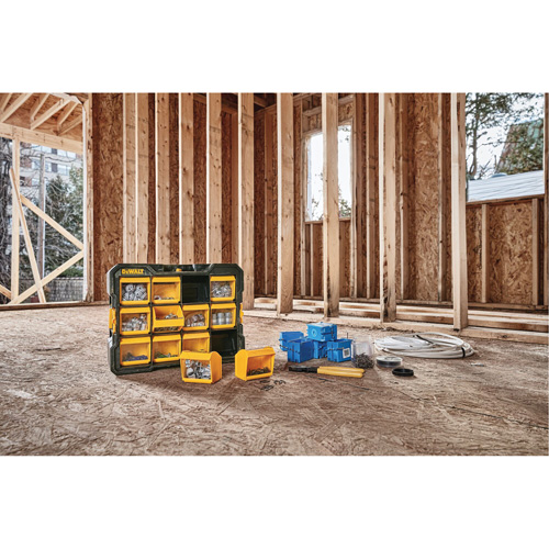 Flip-Bin Organizer, 3-7/8" W x 17-3/4" D x 13-7/8" H, Black/Yellow Mukwa Safety Services