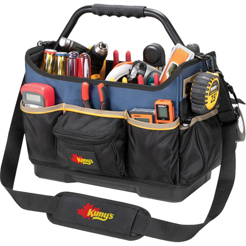 Molded Base Open-Top Tool Box, Ballistic Polyester, 17 Pockets, Black/Blue Mukwa Safety Services