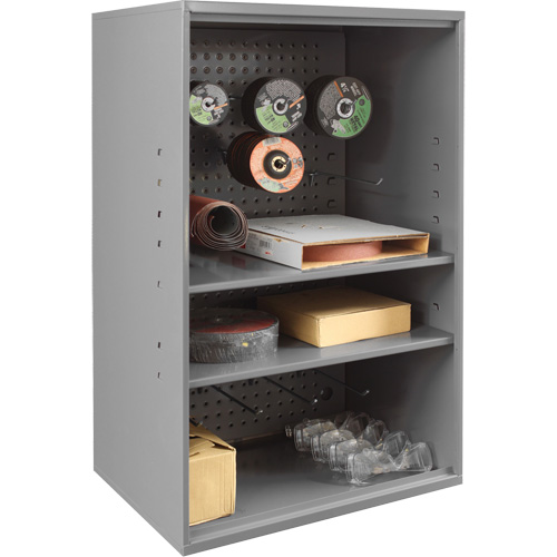 Armoire d'entreposage de produits abrasifs avec panneau perfor&eacute;, Acier, 19-7/8" x 14-1/4" x 32-3/4", Gris Mukwa Safety Services