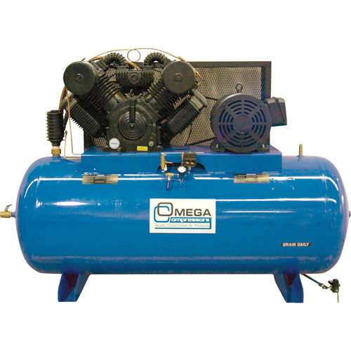 Compresseurs d'air s&eacute;rie industrielle - Compresseurs horizontaux - Deux &eacute;tages, 200 gal. (240 gal. US) Mukwa Safety Services