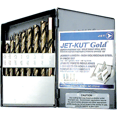 Jeu de forets de premi&egrave;re qualit&eacute; GF21R Jet-Kut GOLD, 21 morceaux, Acier Mukwa Safety Services