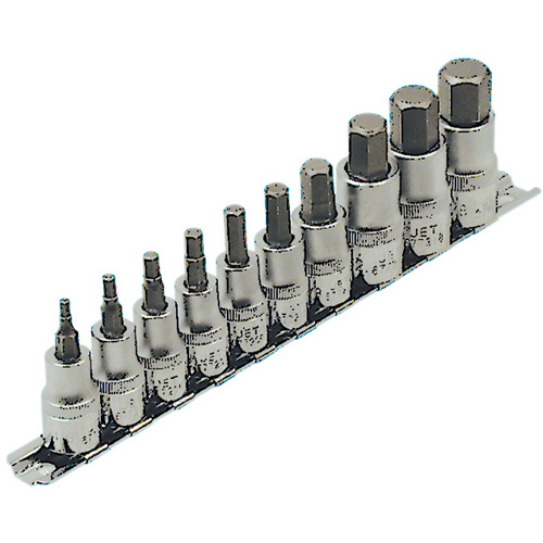 HSW3812-10 SAE Bit Socket Set, Hex, 1/2"/3/8" Drive, 10 Pcs Mukwa Safety Services