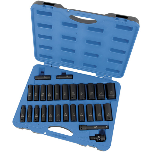 Jeu de douilles SAE/m&eacute;triques PS2712DC, 27 Mcx, Chocs, Prise de 1/2", Profond Mukwa Safety Services