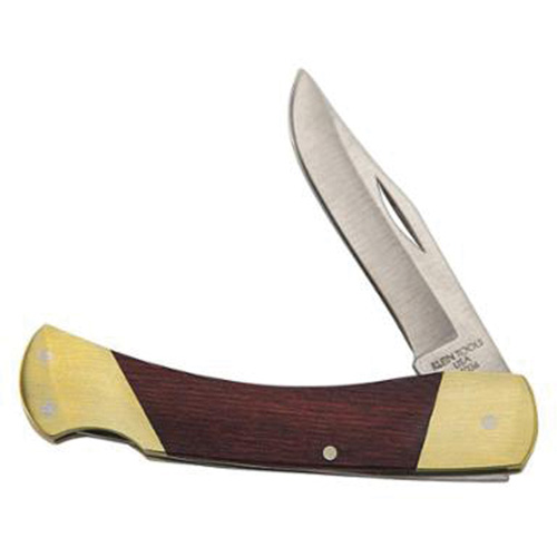 Sportsman Knife with Curved Handle, 2-5/8" Blade, Stainless Steel Blade, Wood Handle Mukwa Safety Services