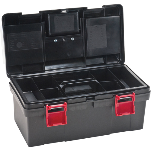Plastic Tool Box, 17-1/2" W x 9-1/2" D x 8" H, Black Mukwa Safety Services