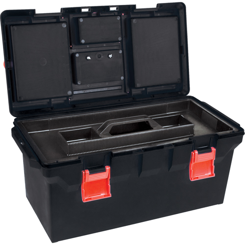 Plastic Tool Box, 22" W x 11" D x 10-1/2" H, Black Mukwa Safety Services