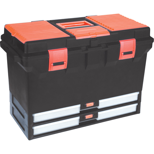Plastic Tool Box, 22" W x 11" D x 14-1/2" H, Black Mukwa Safety Services