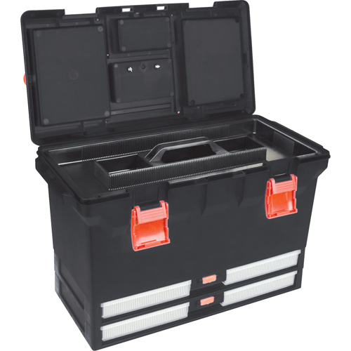 Plastic Tool Box, 22" W x 11" D x 14-1/2" H, Black Mukwa Safety Services