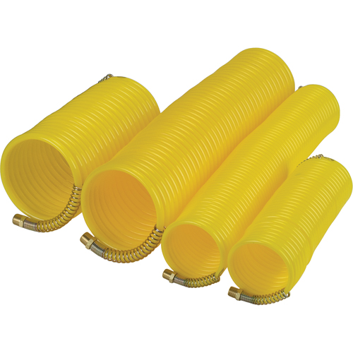 Tuyaux pneumatiques en nylon spiral&eacute; a/raccords, Air, 1/4" DI x 25' lo, Nylon, 200 psi &agrave; 23°C Mukwa Safety Services