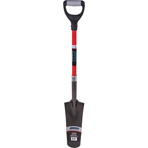 Pelles &agrave; drain robustes &agrave; dos creux, Acier au carbone, Lame 14" x 5-1/2", 29" lo, Manche Prise en D Mukwa Safety Services