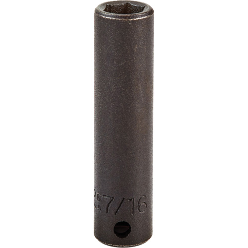 Socket, Impact, 7/16", 3/8" Drive, 6 Points, Deep Mukwa Safety Services