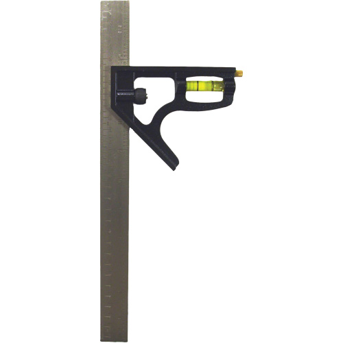 &eacute;querre combin&eacute;e pouces/m&eacute;trique, 12" lo, 1/8"/1/16"/1/32"/1 mm Graduations, Acier inoxydable, Ordinaire Mukwa Safety Services