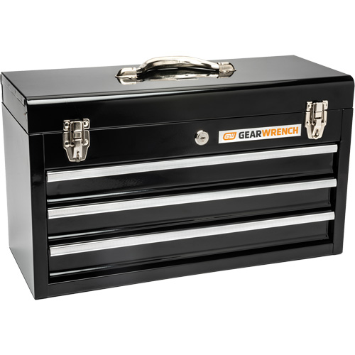 Boîte &agrave; outils portative, 20" la, 3 tiroirs, Noir Mukwa Safety Services