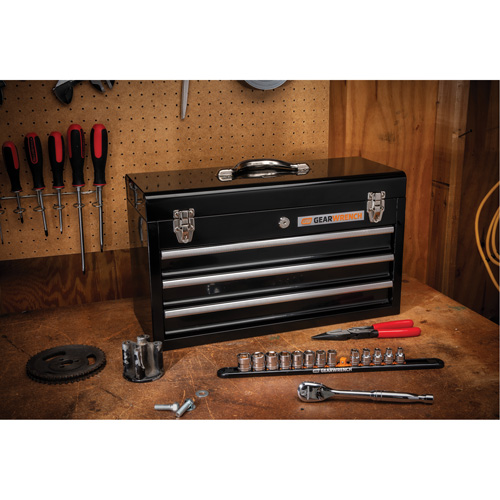 Boîte &agrave; outils portative, 20" la, 3 tiroirs, Noir Mukwa Safety Services