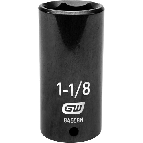 SAE Socket, Impact, 1-1/8", 1/2" Drive, 6 Points, Deep Mukwa Safety Services