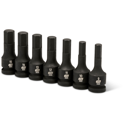 Impact Metric Bit Socket Set, Hex, 1/2" Drive, 7 Pcs Mukwa Safety Services
